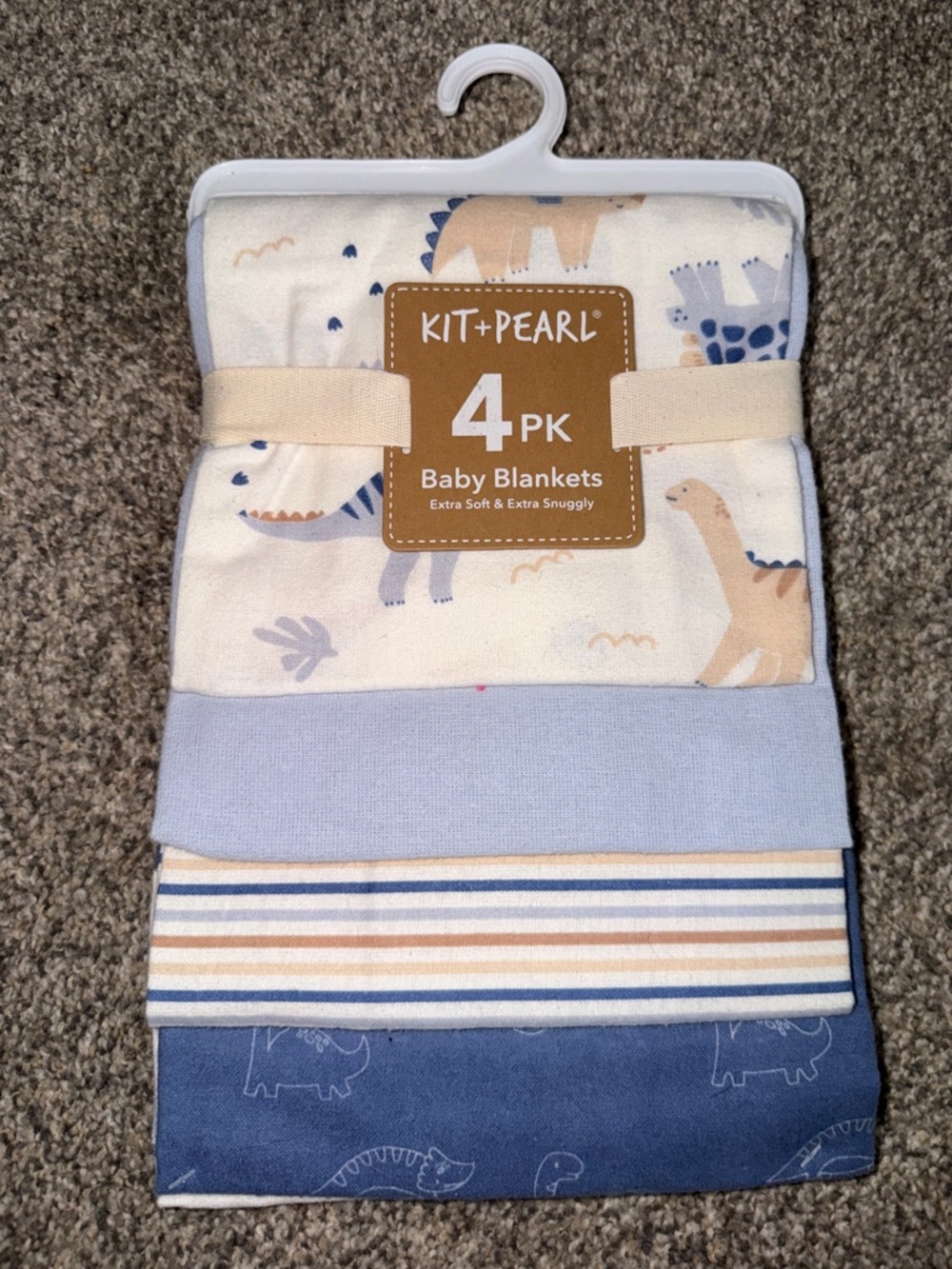 KIT + PEARL 4-Pack Baby Blankets - Blue, Cream, Tan